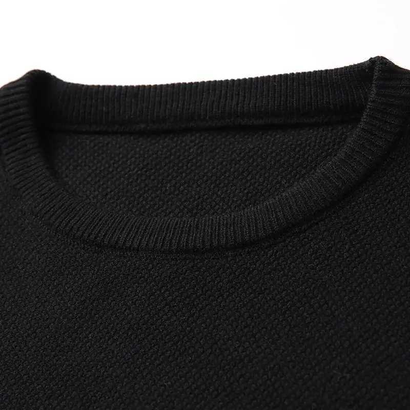 New autumn and winter Korean casual round neck sweater with solid stripes stitched thread pattern long sleeved knitted topW240729