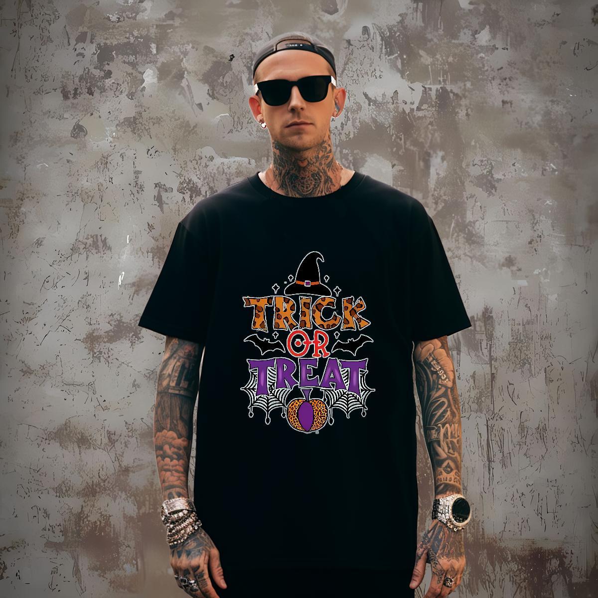 Free Shipping T-Shirts halloween Breathable Short Sleeve Daily Outfit DIY Printed 230g Pure Cotton Men Clothes T-Shirt 2024 Tshirts