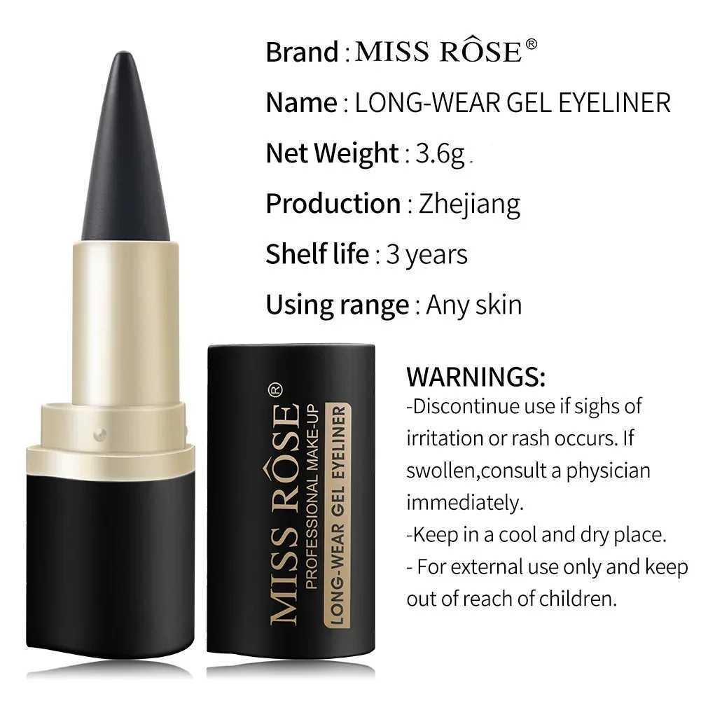 Miss Rose Black Long-Lasting Eye liner Pen Makeup 24-Hour Waterproof Gel Eye Shadow Eyeliner Pencil Kajal Eye Shimmer Cosmetics Y240813