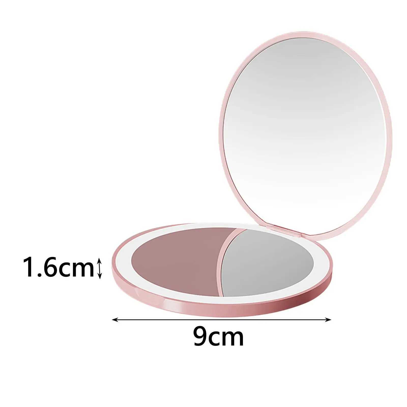 Travel Makeup Mirror Folding Handheld USB Charging Mini Makeup Mirror Sunlight Compact Mirror for Handbag Pocket Wallet Gifts W240813