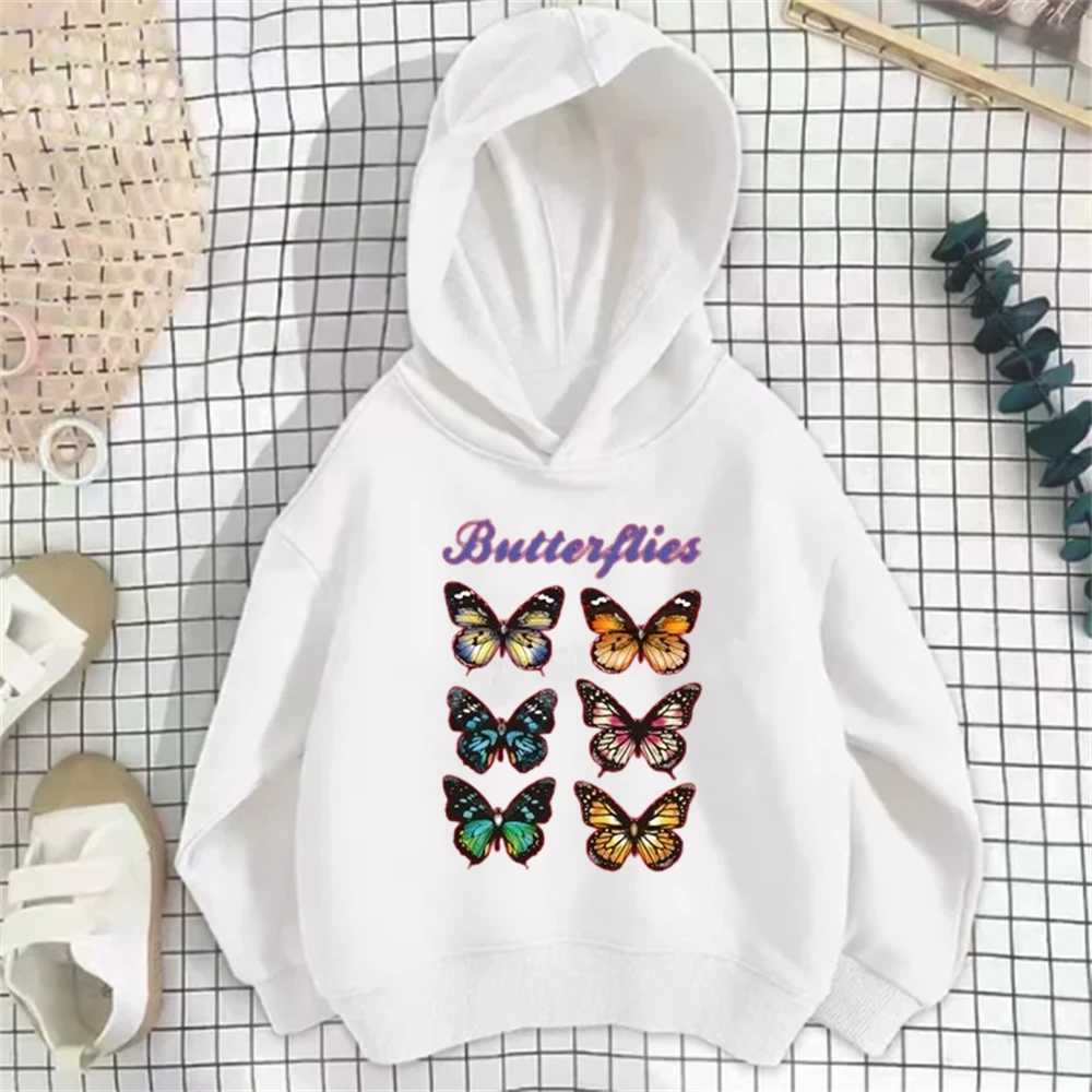 Eiffel tower butterfly Childrens Hoodie Boy Girls Coat Long Sleeve Sweatshirt Leisure Clothing Age 3-12 Toddler autumn TopY240814