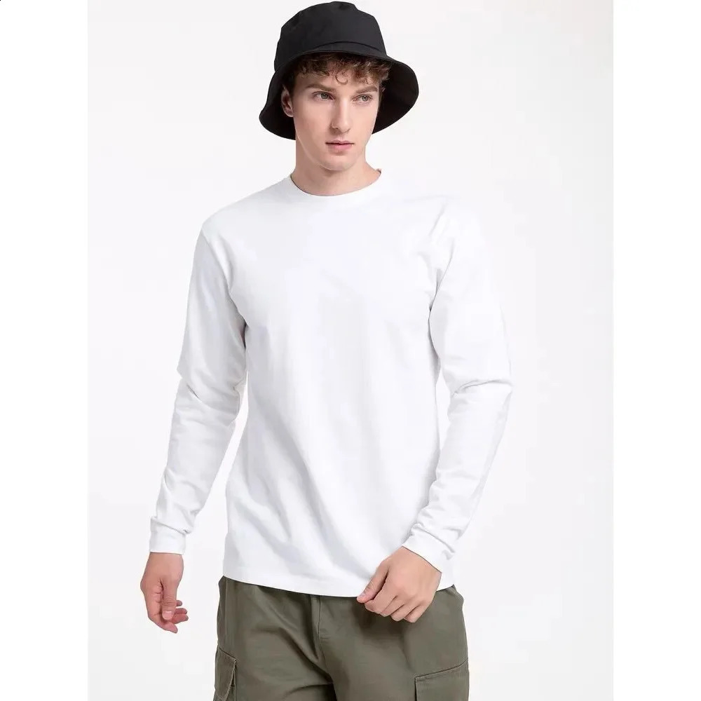 Long Sleeve t shirt for Men Autumn Fashion Cotton Solid Color t-shirts Cozy Streetwear Mens t-shirt 5XL Baggy Korean Trendy 240814