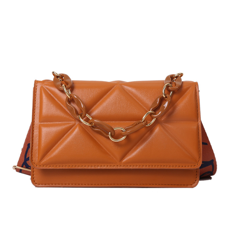 Designer tote bag simple leisure handbag fashion 2024 new retro personality wide shoulder strap shoulder bag Yankee thick chain small bag