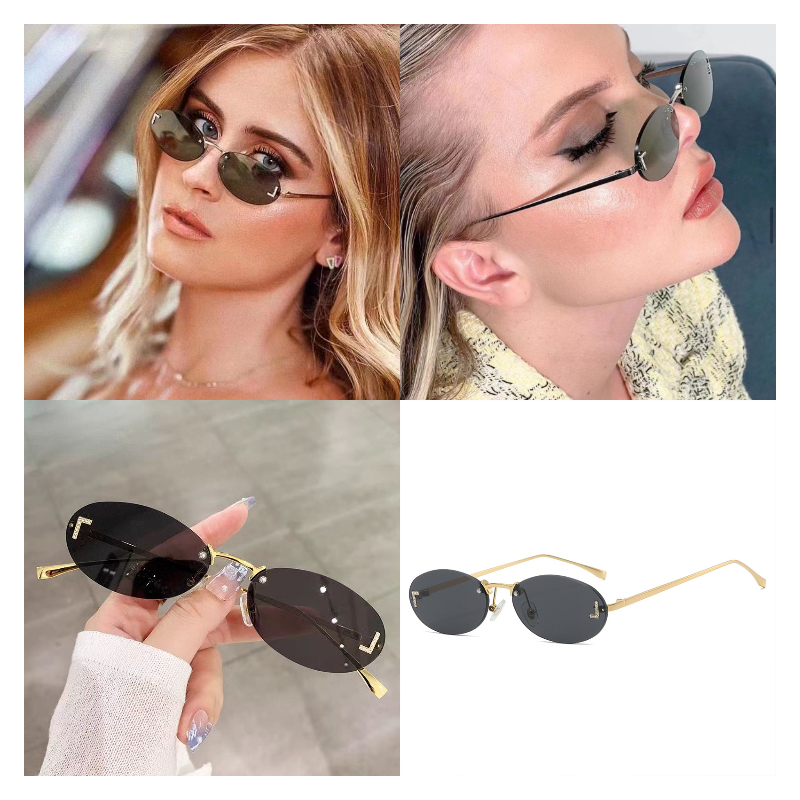 designer sunglasses women sunglasses glasses oval metal frame sun glasses cat eye fashion new trend eyeglasses UV400 Protection goggles daily outfit eyeglasses