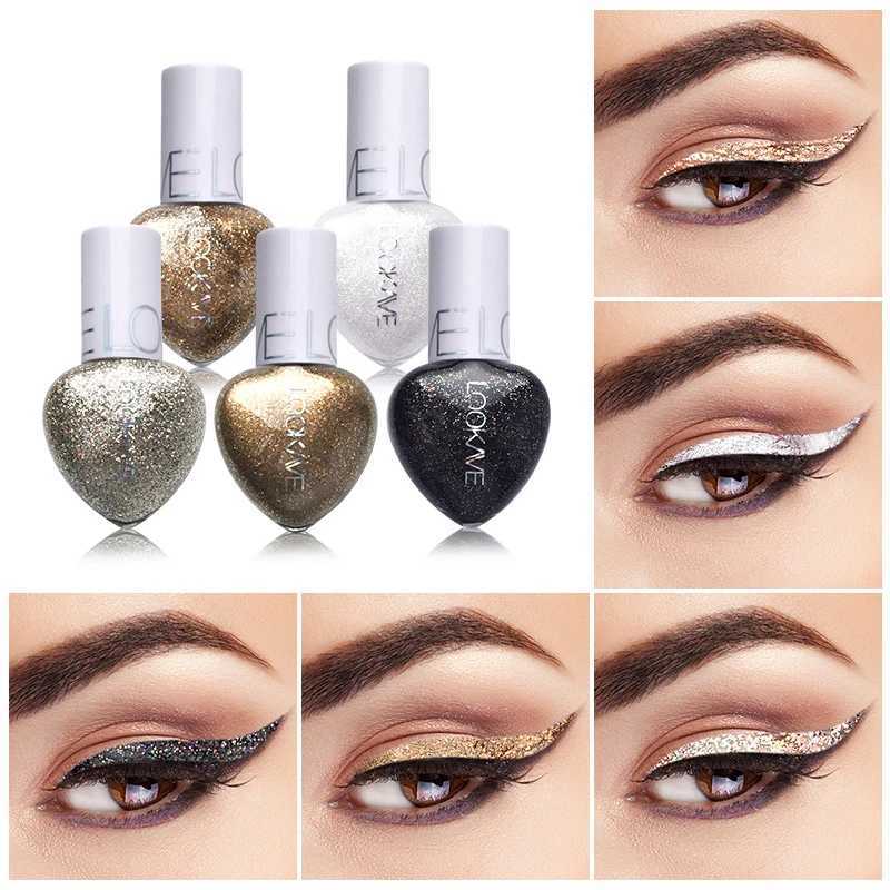 Heart-shaped Shiny Professional Eyeliner Eye Liners Pigment Silver Black Gold 5 Color Liquid Glitter Eyeshadow Cosmetics Makeup Y240813