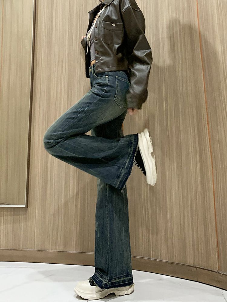 Blue micro flared jeans for women in summer, thin high waist, loose fit, slim and tall, big size, not stick to legs, wide legs