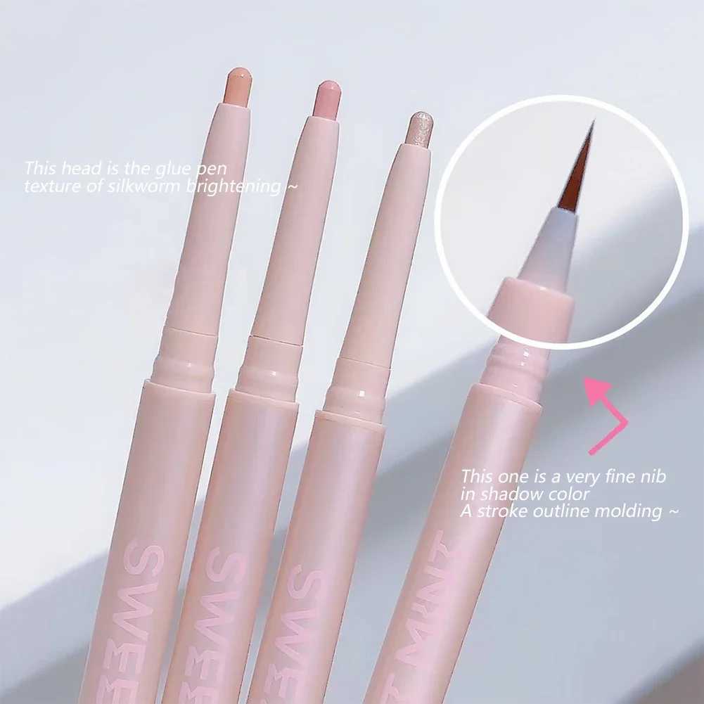 Double Ended Eyeliner Lying Silkworm Pencil Highlighter Liquid Liner Eye Brightener Make Up Korean Makeup Y240813