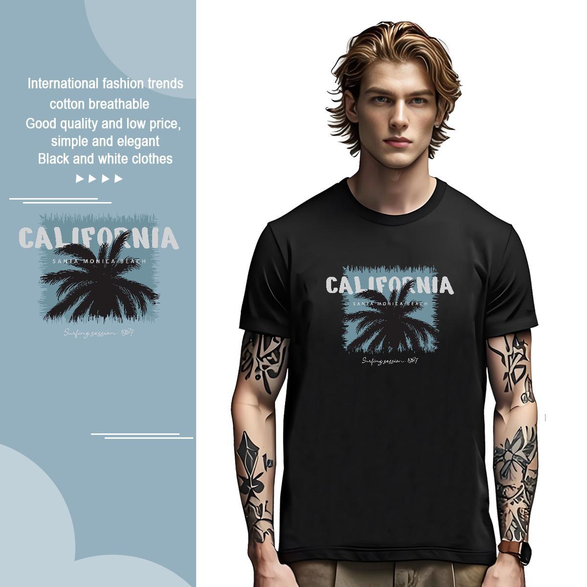 Mens T Shirts 230g Cotton tree Daily Outfit Breathable Short Sleeve Cartoon Printing L-4XL Tshirts Wholesale Classic Tops Shirt