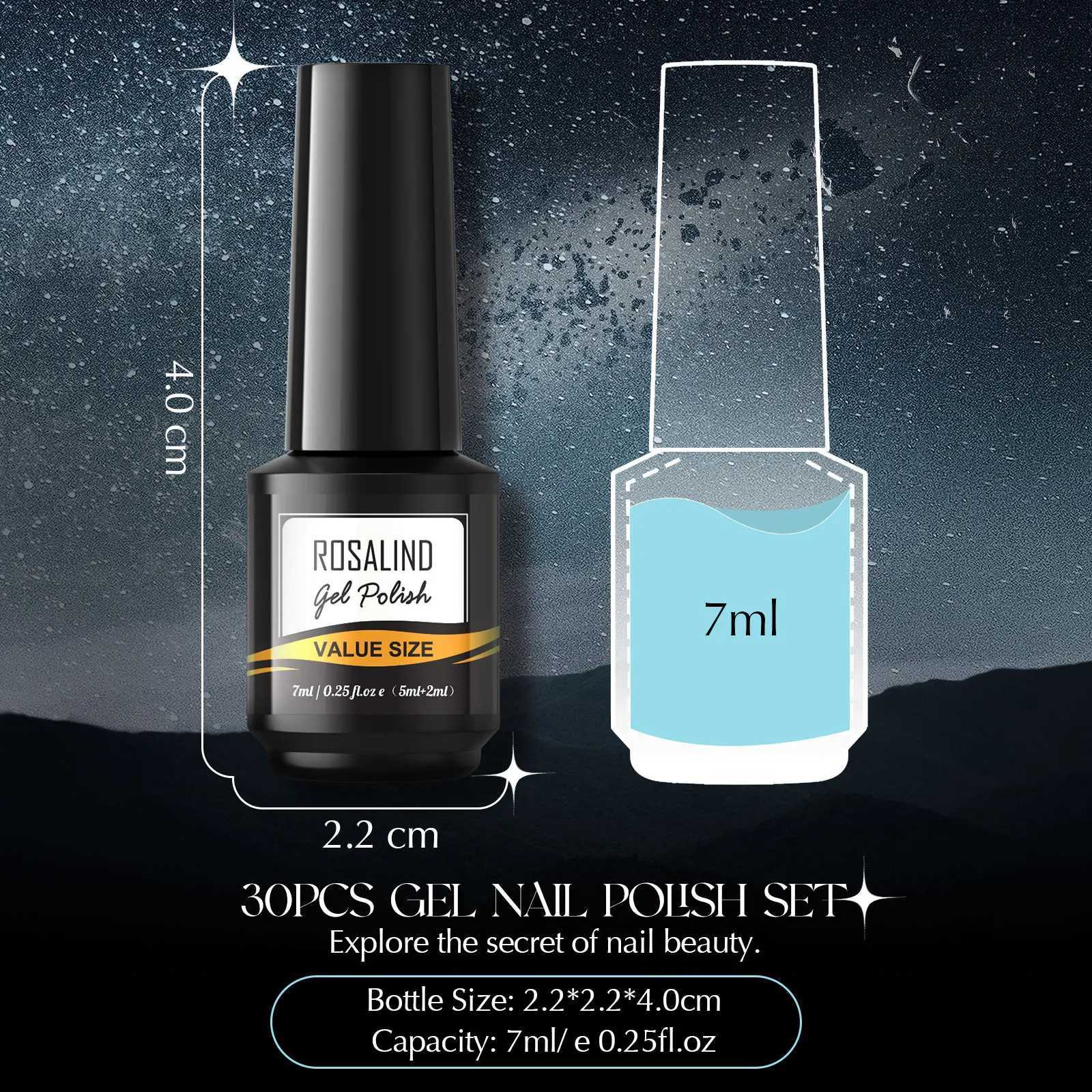 ROSALIND Gel Nail Polish 73 Colors Varnishes Semi Permanent Hybrid Manicure Nails Art Base Top Coat Need Lamp UV Gel PolishM240814