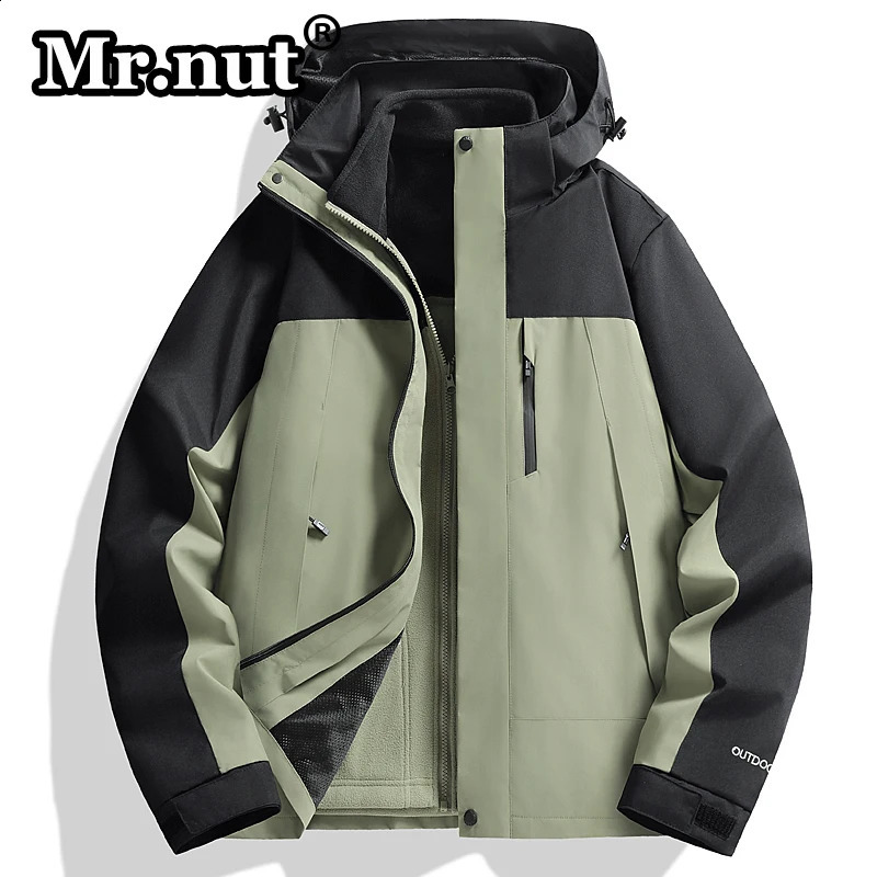 Mr Nut wool detachable jacket 2piece outdoor couple windproof climbing set camping waterproof 240808