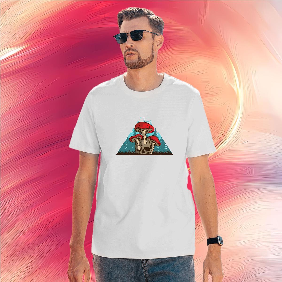 Loose Fit mushroom T-Shirts Summer Casual Men Tshirts 230g 100% Cotton Factory Direct Breathable Crew Neck DIY Anime Tees