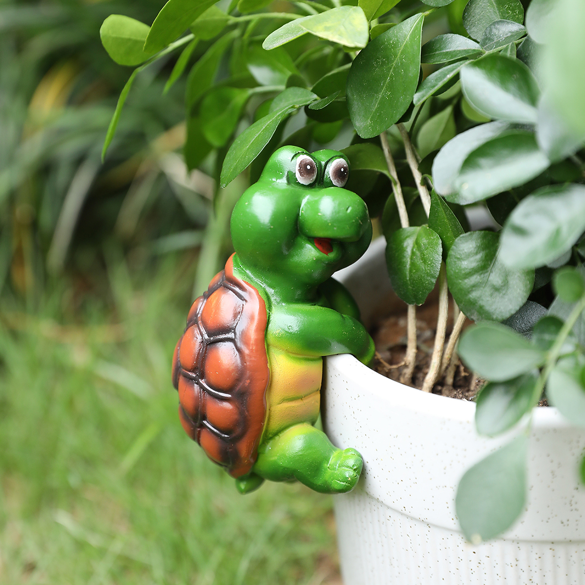 Garden Decoration Cute Turtle Statue Hanging on Planter Turtle Resin Crafts