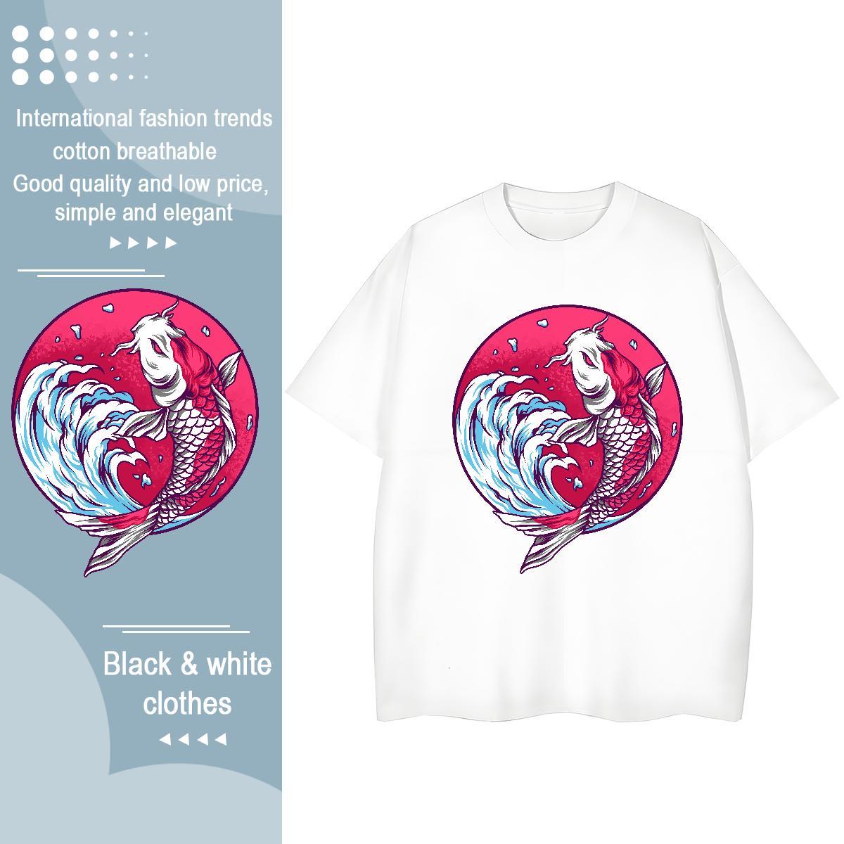 Loose Fit T Shirt For Man Breathable Short Sleeve Hip Hop Street Custom Cartoon 230g Cotton Couples T Shirts Classic Casual Tees