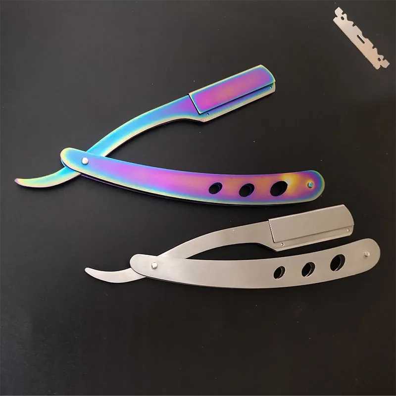 Multicolour Barbershop Mens Shaver Straight Edge Barber Razor Knives Manual Beard Shaving And Care Replaceable Blades ShavetteM240814