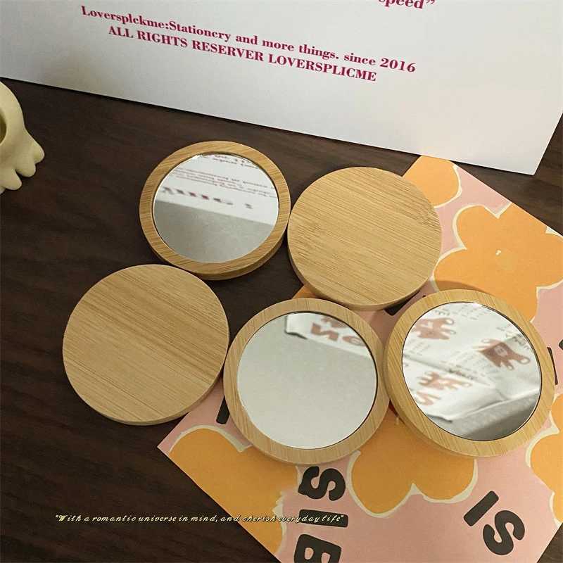 Nan Wooden portable makeup mirror gift mini round mirror beauty makeup repair mirror creative DIY W240813