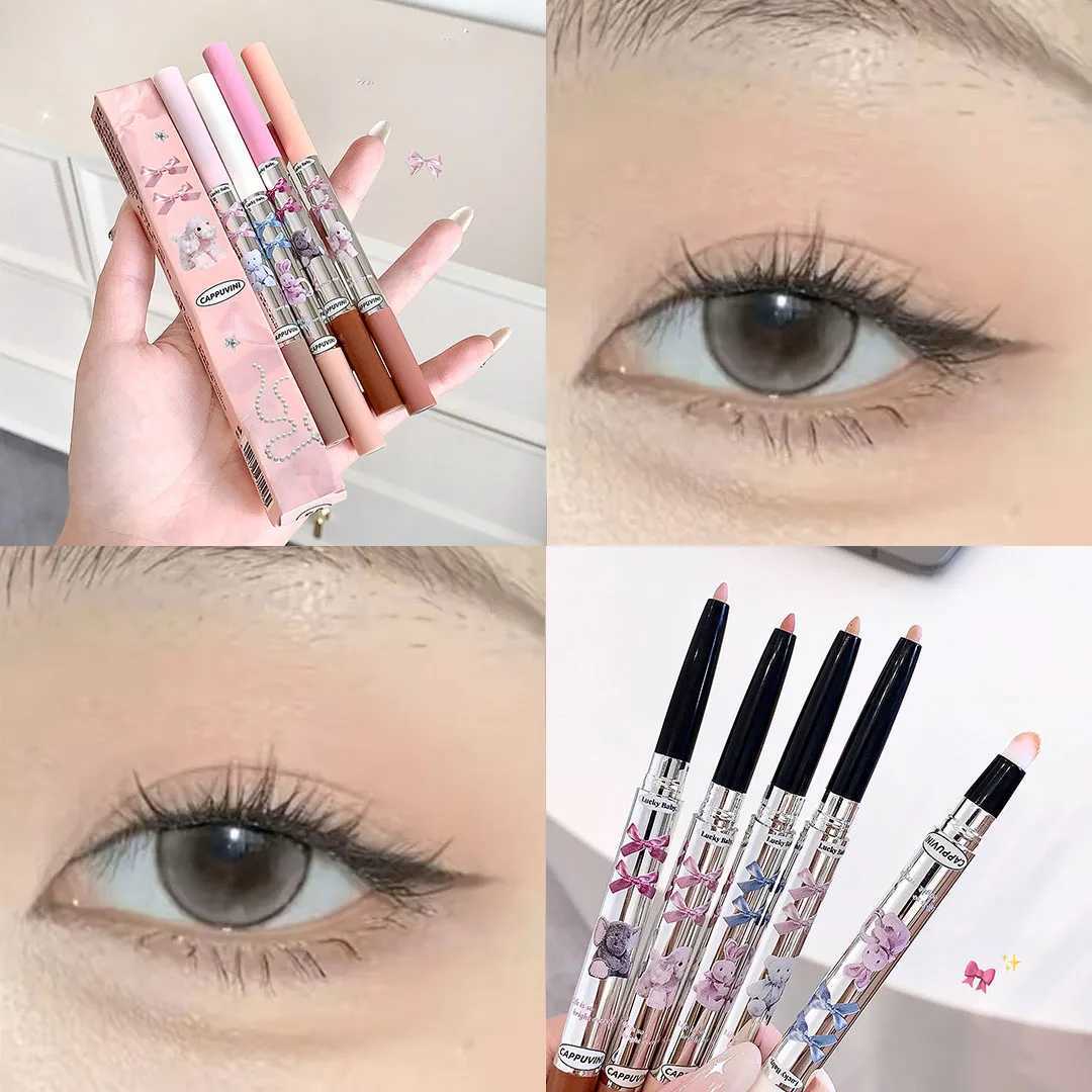 Double Head Gel Eyeliner Pen Lying Silkworm Eye Shadow Brightening Natural Pink Halo Dye Brush Pencil Waterproof Eyes Cosmetics Y240813