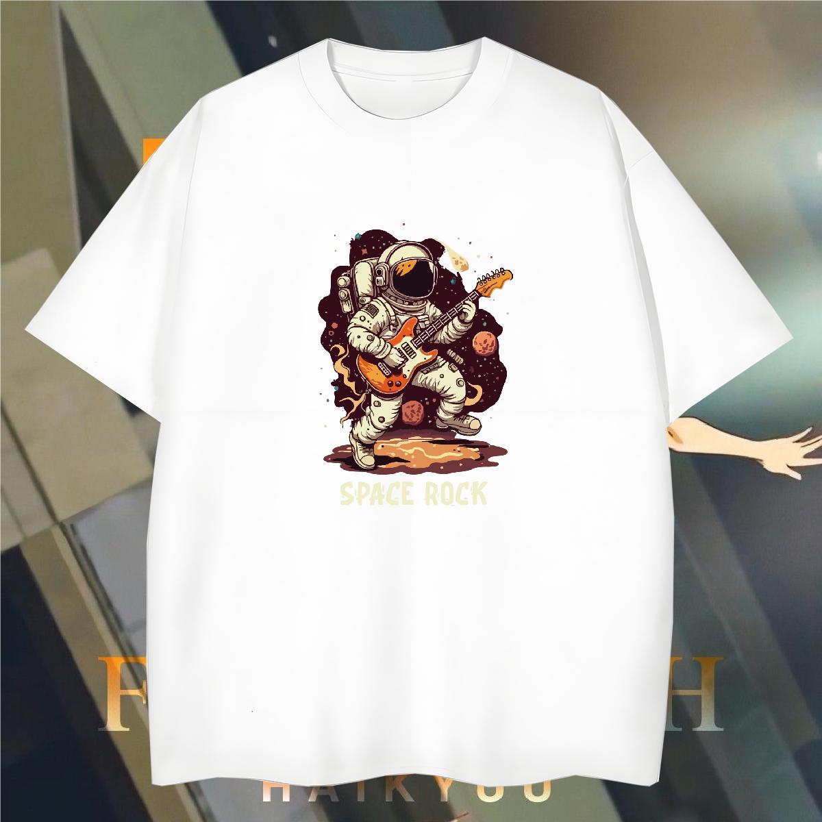 Men T Shirts 100% Cotton 230g universe Summer Casual Breathable Short Sleeve Graphic Mens Tshirts Fashion Unisex Tees Shirts