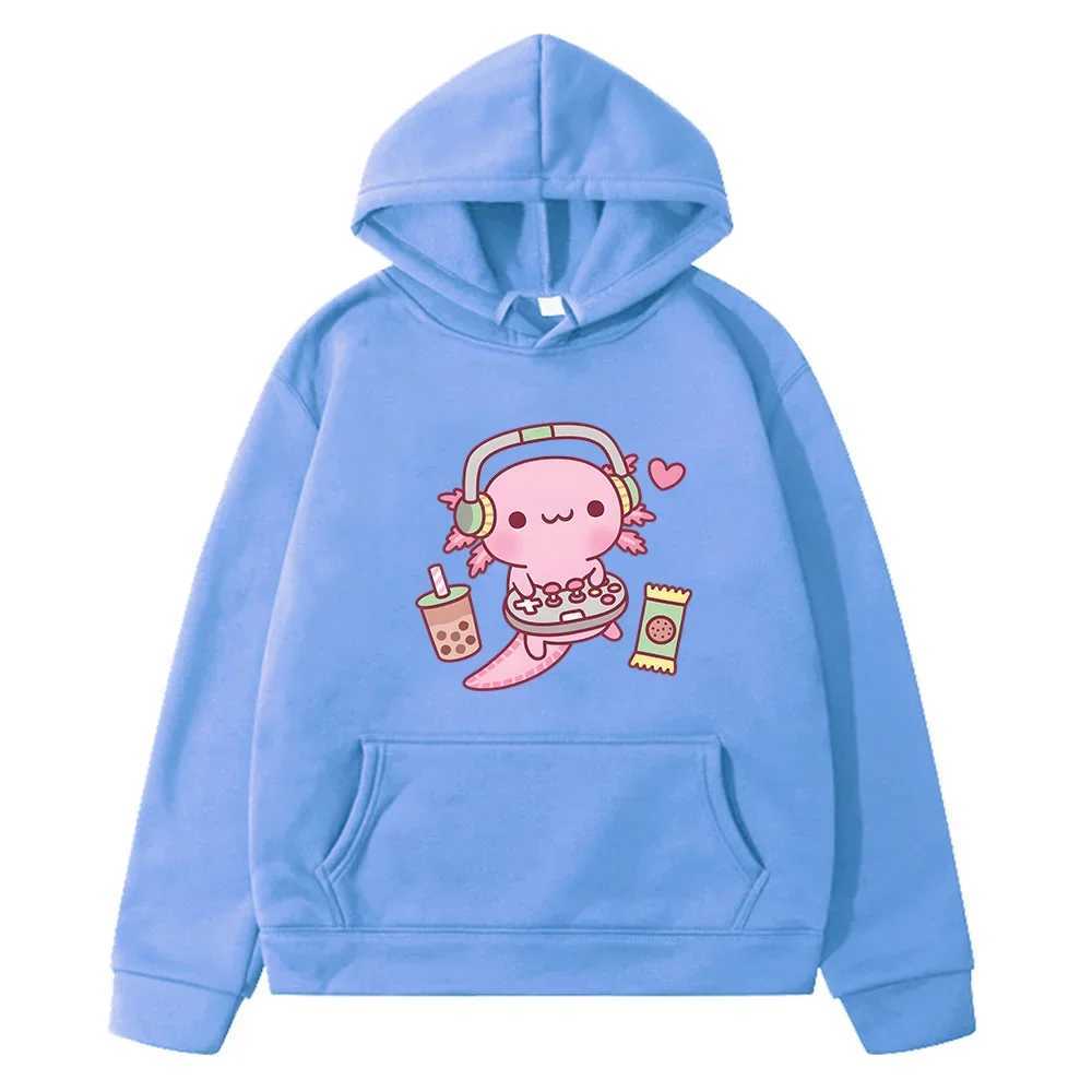 Axolotl Salute Play Games Funny Hoodies Winter Girls Tops Spring/Autumn Long Sleeve Unisex Sweatshirts Harajuku Sudaderas KidsY240814