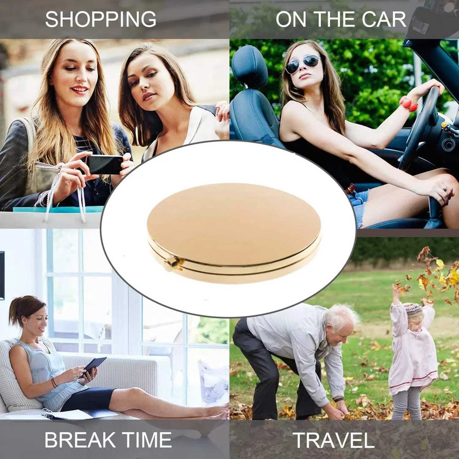 New style compact travel makeup magnifying glass - small portable elegant folding mirror handheld easy to carry W240813