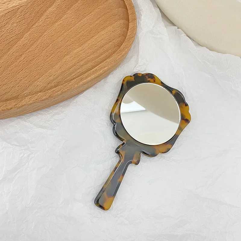 Retro Acetate Bed Sheet Handheld Makeup Mirror SPA Salon Makeup Hand Mirror Handheld Makeup Compact Mirror W240813