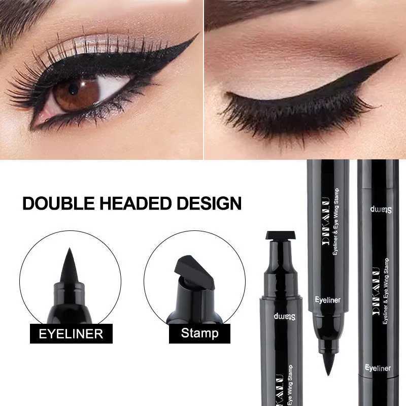 DIKALU Black Novice Double Head Quick Drying Star Triangle Seal Mark Eyeliner Waterproof Non-smudging Liquid Eyeliner Y240813