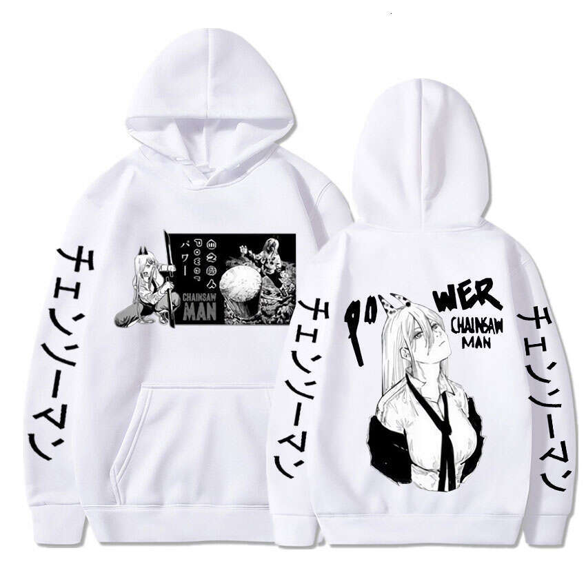Anime Haruku Chainsaw Man Power Cute Printed Hooded Plus Size Hoodie Men Women Sweatshirts Comfortable Unisex Warm Pullover