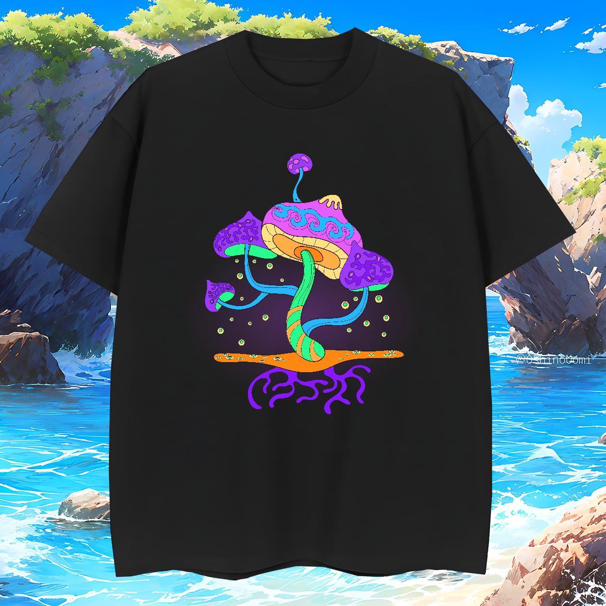 T Shirt For Man 100% Cotton 230g mushroom Hip Hop Street O-Neck Short Sleeve DIY Printed Tshirt for Man Woman New Comfortable Tops Shirt