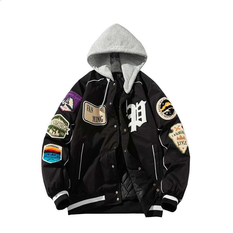 Winter Varsity Jacket Men Women Letter Badge American Baseball Street Fashion Hip Hop Coat Youth Couple Clothes Blue Red 240712