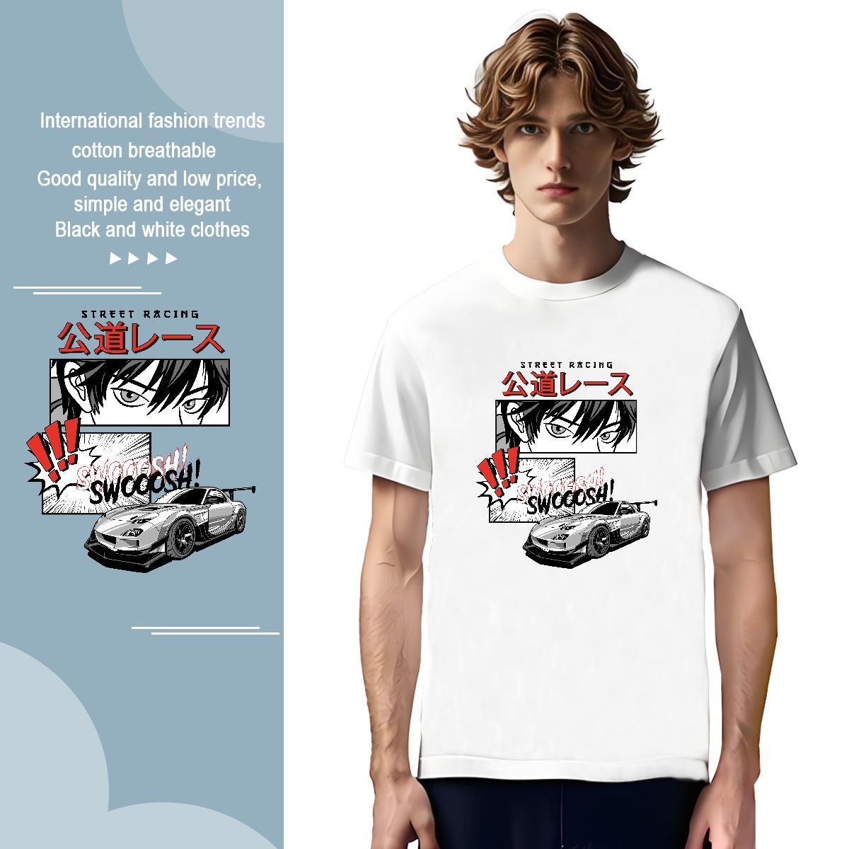 TOP Quality car T shirt High Street Hip Hop Men Tops Tees 230g Pure Cotton Fashion Design Crew Neck Breathable Customized Print Tee Shirt