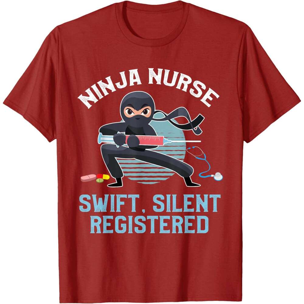 T shirt for Mens Funny Ninja Nurse Swift Silent Registered Nursing Frontliner T-Shirt Shirts Tshirt Graphic Tee Casual Tops Short sleeve Free shipping