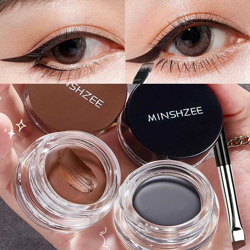 Black Brown Eyeliner Cream Waterproof Quick Drying Smooth Eye Liner Gel Not Blooming Eye Shadow Makeup Tools With Brush Set Y240813