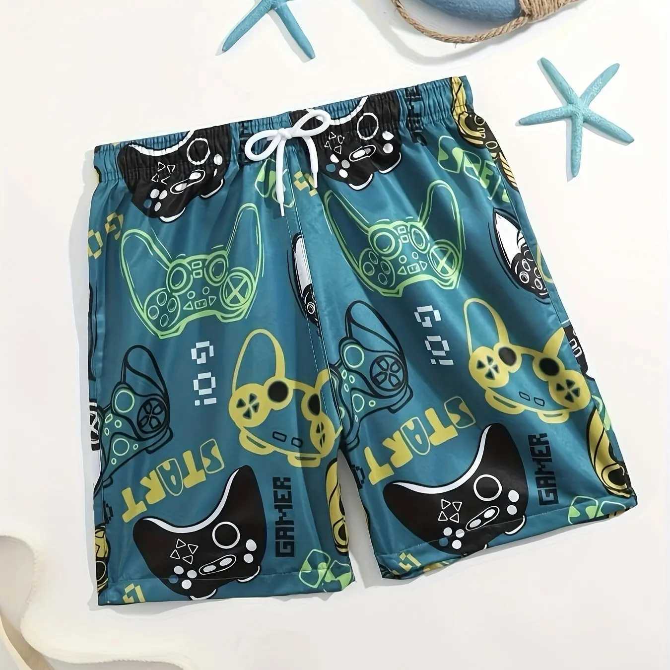 Childrens game console 3D printed boys shorts casual clothing boys swimming trunks cartoon summer childrens beach shorts W240813
