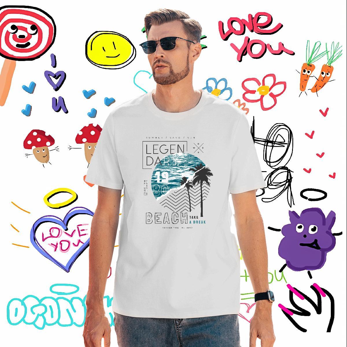 Cool Design tree T-Shirts for Men Casual Men Clothes T-Shirt 230g Pure Cotton Custom O-Neck Short Sleeve Custom Printing Tee Shirt