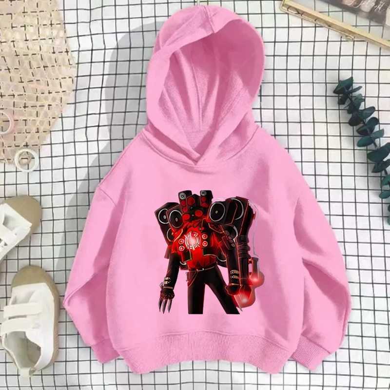 Childrens Hoodie Boy Girls Coat Long Sleeve SKIBIDI TOILET Cartoon Sweatshirt Black Leisure Clothing Age 3-12 Toddler TopY240814