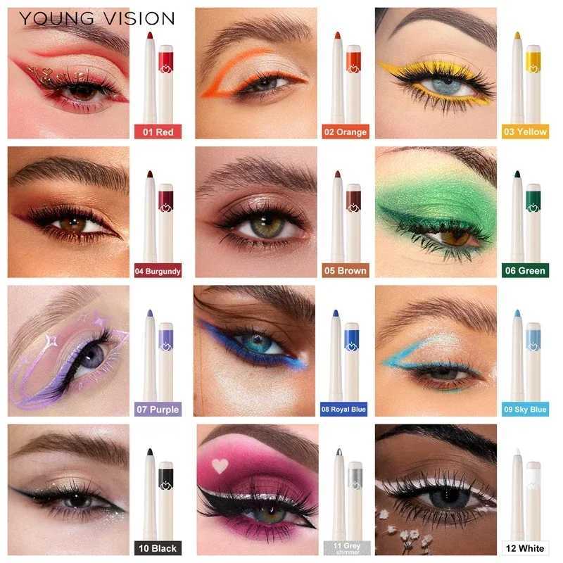 12 Colors Waterproof Colorful Eyeliner Pencil Long Lasting Green Red Eyeliner Pigment No Smudge Eyeiner Pen Eye Makeup Cosmetics Y240813
