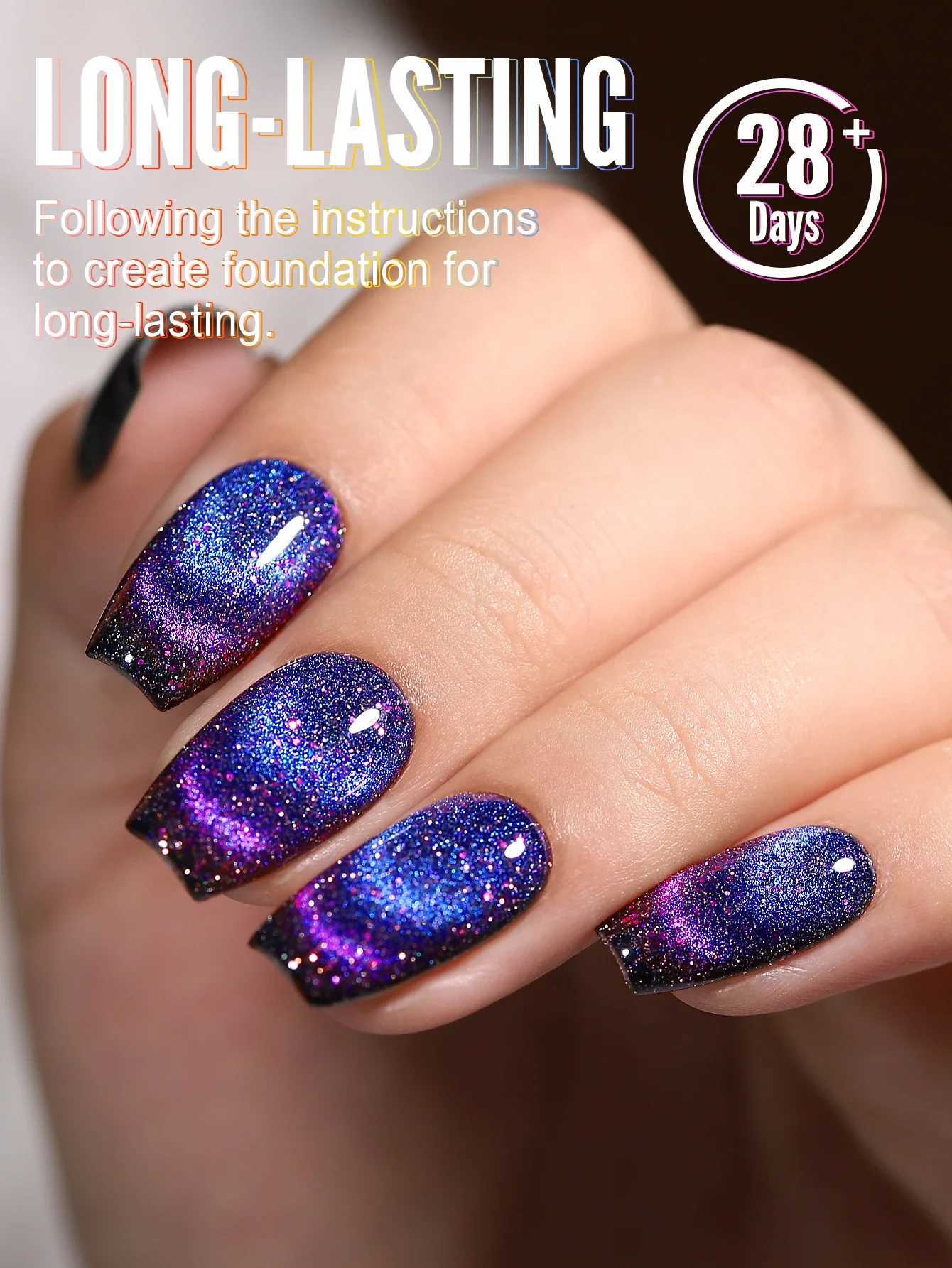 YOKEFELLOW 10ML Purple Ocean Crystal 9D Wide Cat Eye Magnetic Holographic Cat Eye Gel Nail Polish Semi Permanent UV Gel Nail ArtM240814