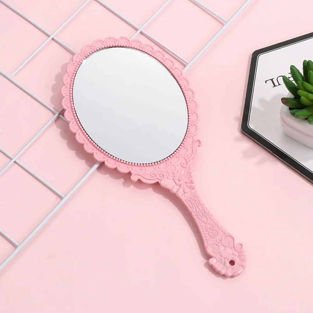 1 piece of retro oval handheld mirror womens standing makeup dress mirror makeup supplies W240813