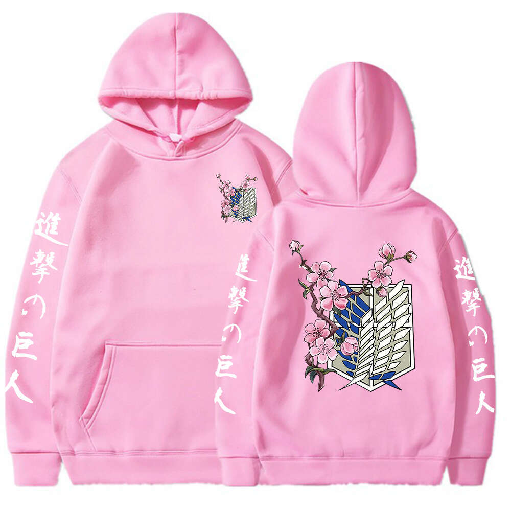 Anime Hot Attack On Titan Of Sakura Wings of Liberty Graphic Men Women Hoodies Plus Size Sweatshirt Streetwear
