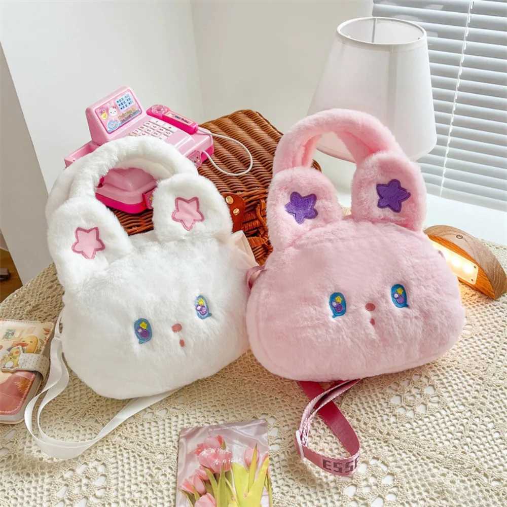 Cute cat print womens small plush shoulder bag sheepskin fabric cross body bag womens zipper wallet mobile phone handbag W240813