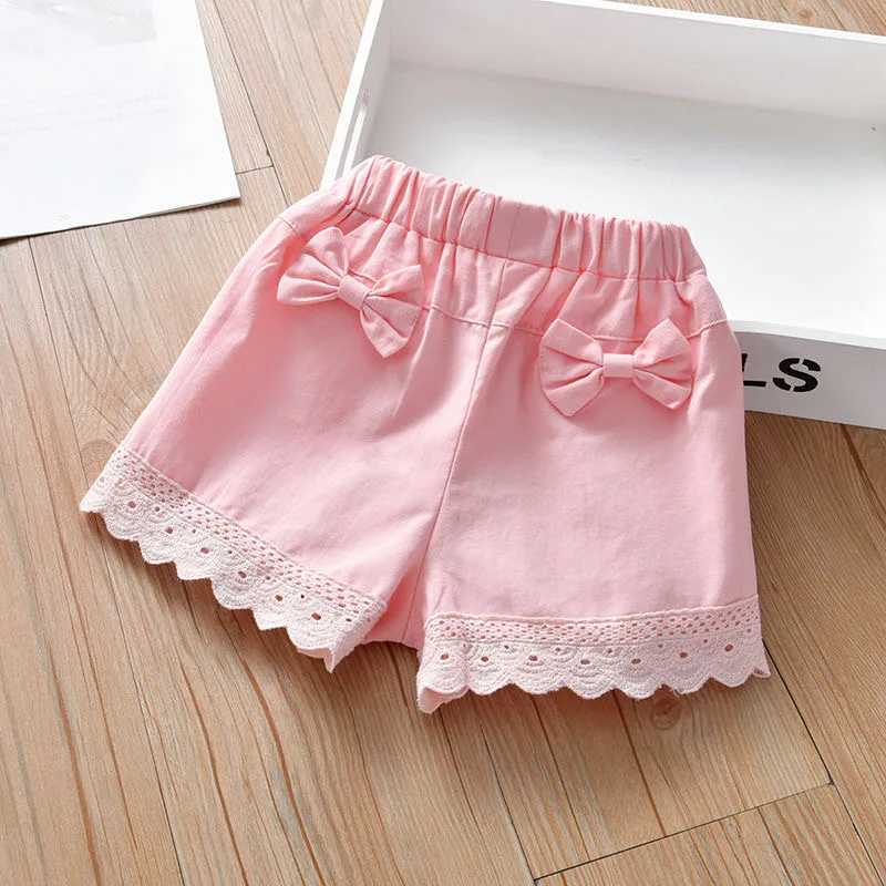Girls shorts 2022 summer slim baby casual shorts butterfly lace Korean style childrens shorts W240813