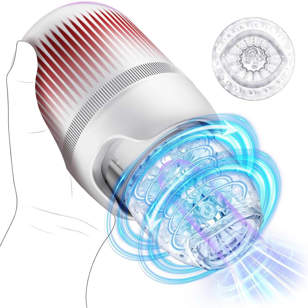 Men's automatic male sexual toy - portable male sexual toy pocket genital vibrator with 4 speeds and 12 rotation modes, electric hands-free machi