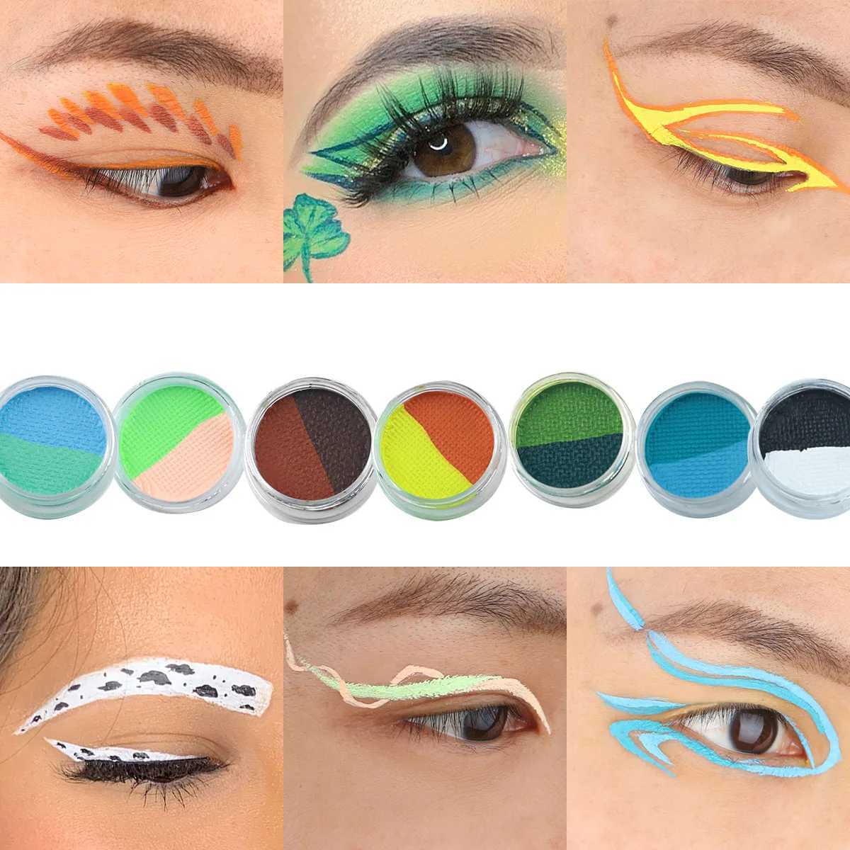 Bowitzki Water Based Split Cake Body Face Paint Makeup Easy Remove GRAPHIC LINER Water Activated Eyeliner Dual Colors Y240813