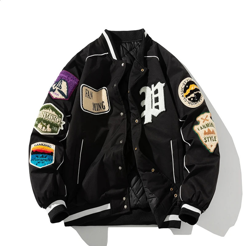 Winter Varsity Jacket Men Women Letter Badge American Baseball Street Fashion Hip Hop Coat Youth Couple Clothes Blue Red 240712
