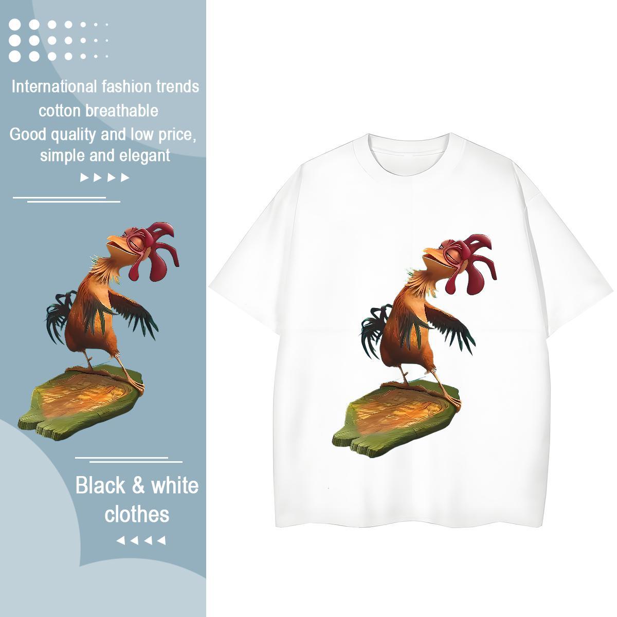 TOP Quality Men T Shirts chicken Breathable Short Sleeve Sports Casual Custom Anime 230g Pure Cotton Men Tees Casual New Clothings