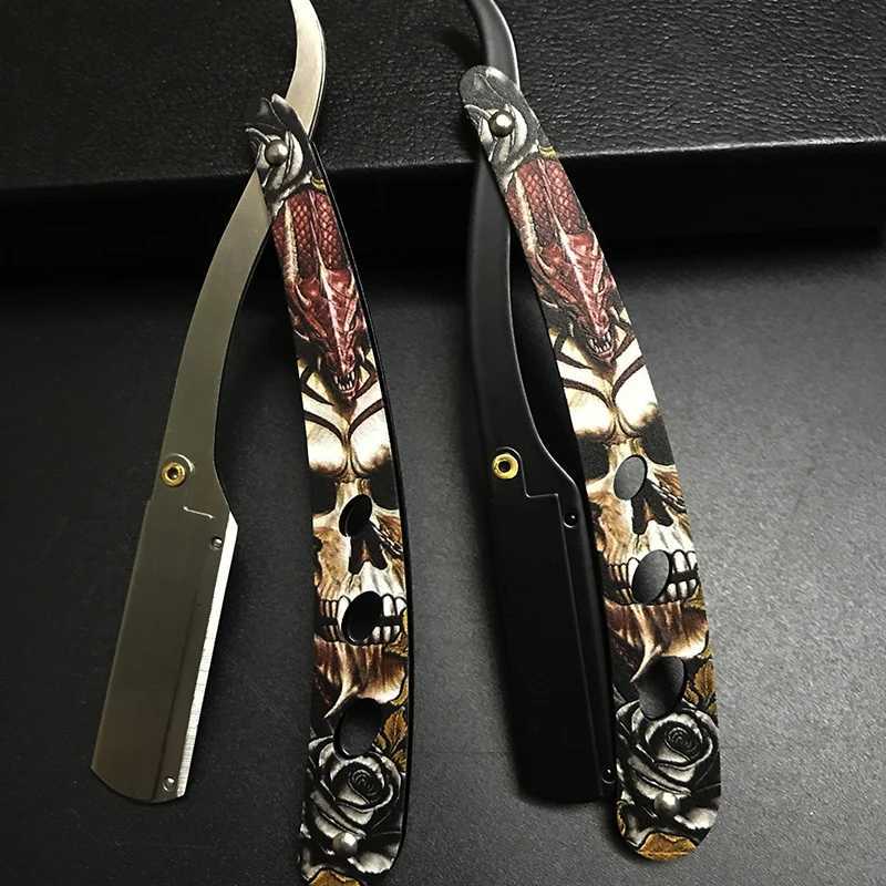 Men Professional Barber Razor Manual Shaver Straight Edge Stainless Steel Shaver Folding Shaving Shave GiftM240814
