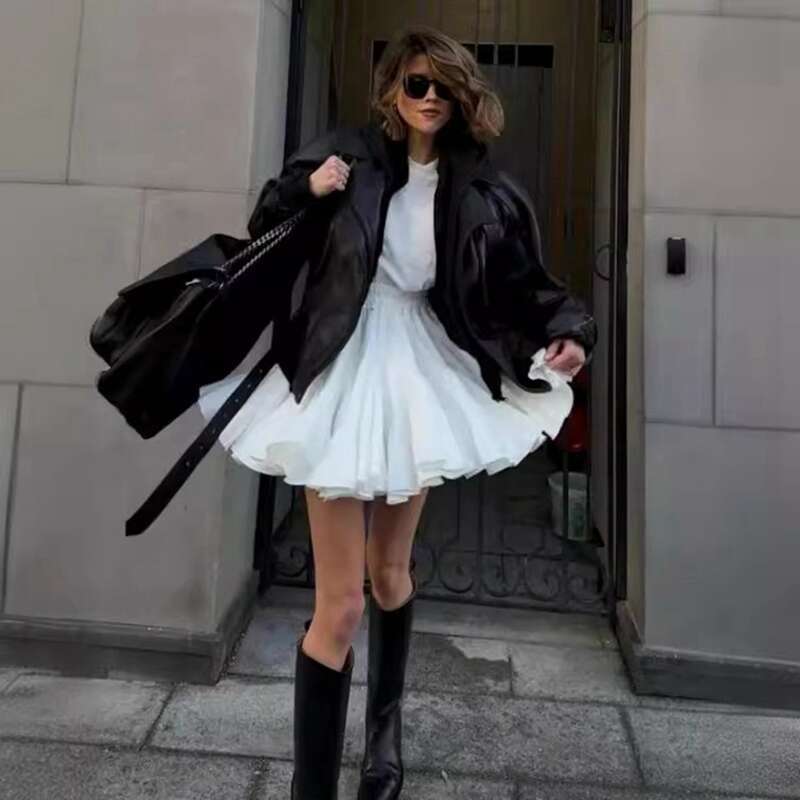 Fashion Summer A-line Tennis Lady Sexy Irregular Short Pleated New Casual White Ruffle Edge Women Mini Skirt