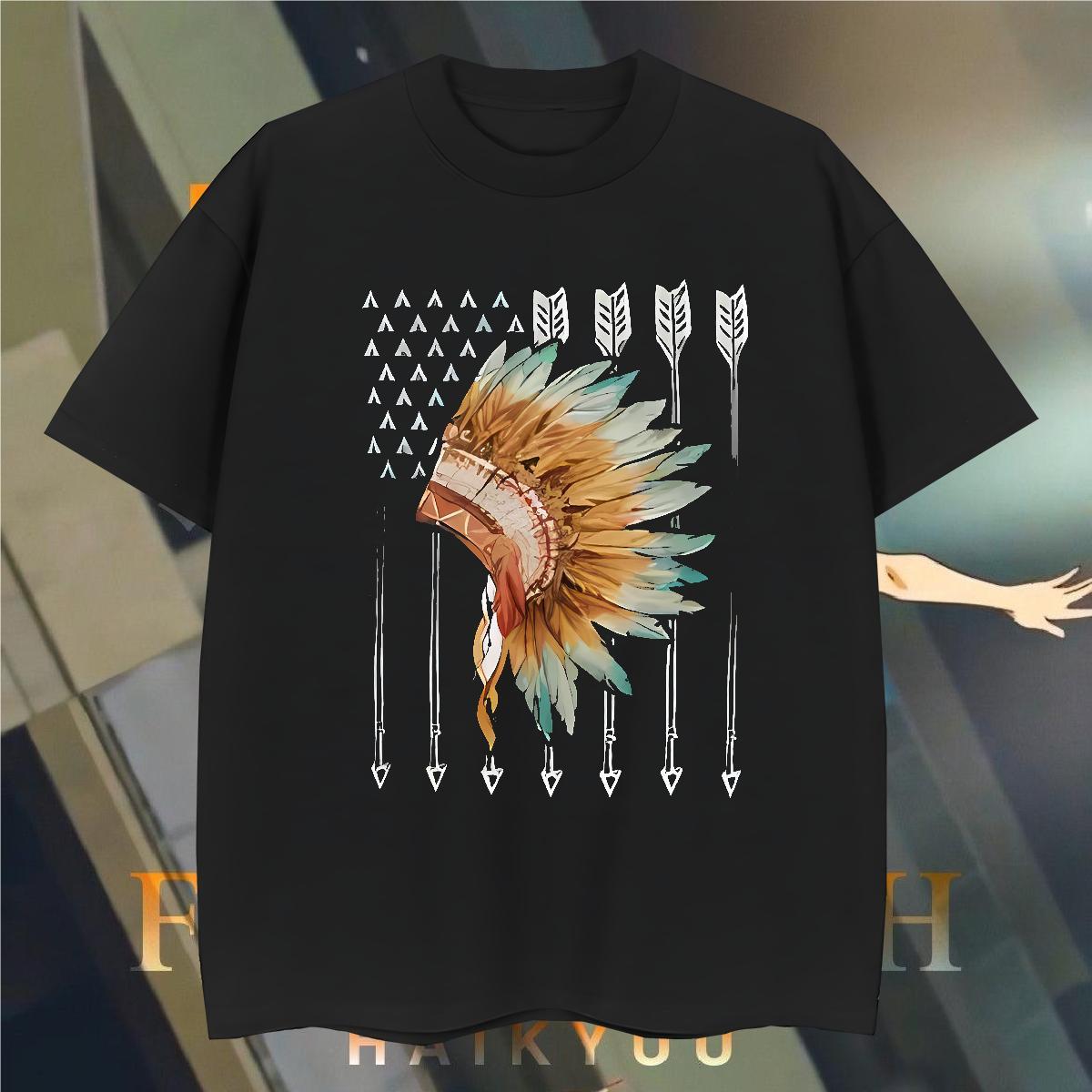 T-Shirts for Men 230g 100% Cotton Indian style Casual Breathable Short Sleeve Floral Print Tshirts Stylist Brand Tops Shirt