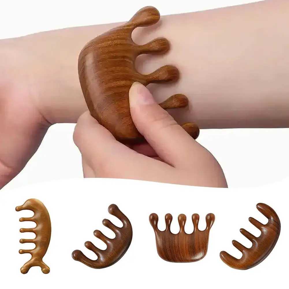Wooden massage comb facial scalp melon sand massager scraping and massaging natural wide face body teeth sandalwood B9X5 W240813