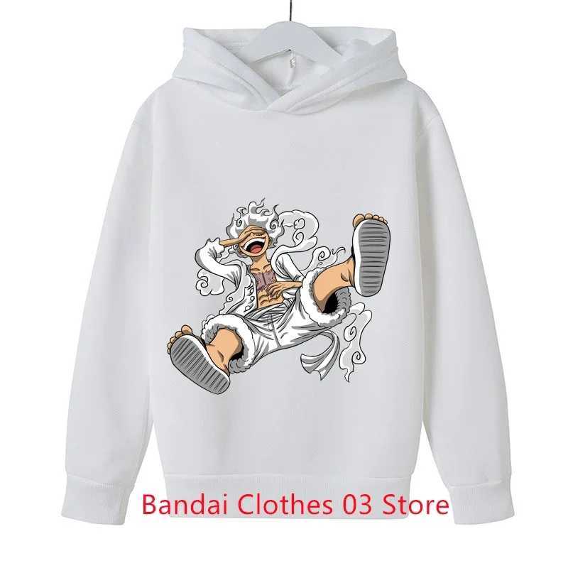 Gear Fifth Luffy printed anime boy hoodie pullover casual street wear unisex childrens spring clothingY240814