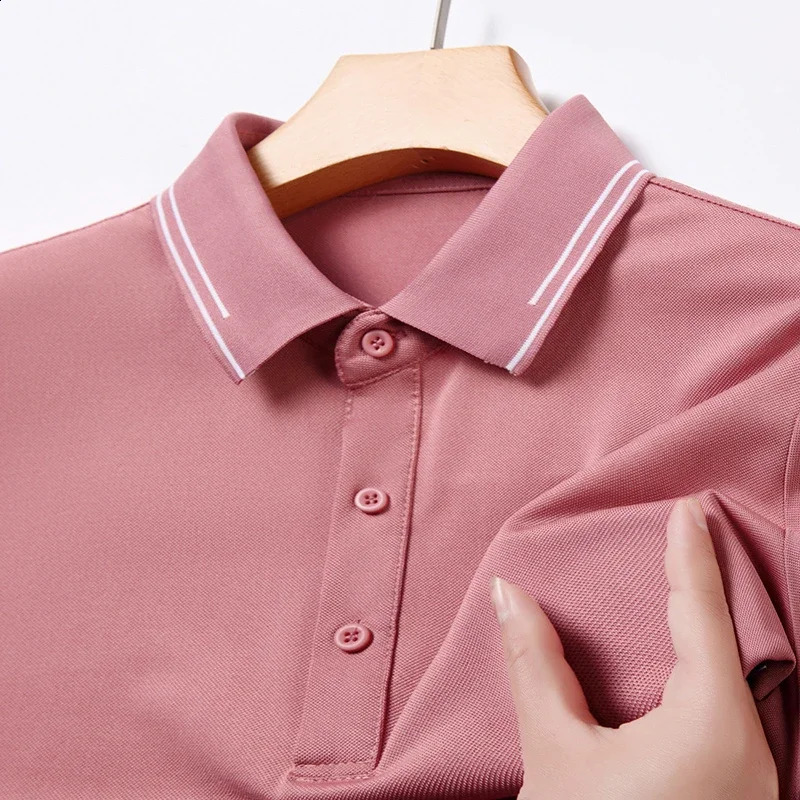2024 Mens Solid Color Cotton Business and Leisure POLO Shirt Summer Fashion Short Sleeve Comfortable and Breathable Top 240814